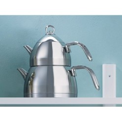 Emsan Aragon İndüksiyon Tabanlı Çelik Büyük Boy Çaydanlık Takımı