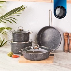 Karaca Biogranit Steel Plus 7 Parça Tencere Seti Siyah
