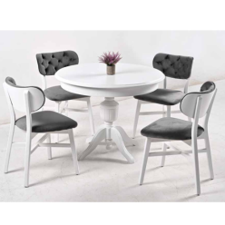 Kartal Beyaz Göbek Ayak Kapitone Masa Takımı