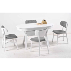 Kartal Beyaz Çizgili Oval Masa Takımı