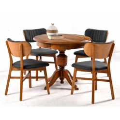 Kartal Ceviz Çizgili Göbek Ayak Masa Takımı