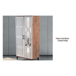 Hope Ceviz Beyaz İki Kapılı Dolap