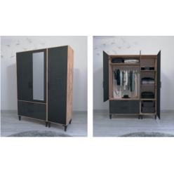 Armoni Üç Kapılı Ceviz Antrasit Dolap