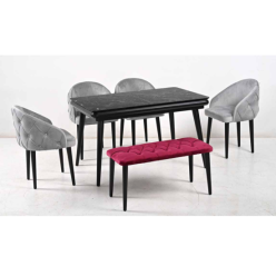 Diva Siyah Mermer Masa Takımı