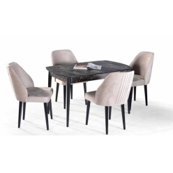 Etna Lam Siyah Mermer Masa Takımı