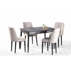 Blue Lam Siyah Mermer Masa Takımı