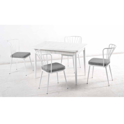 Taç Lam Beyaz Mermer Masa Takımı