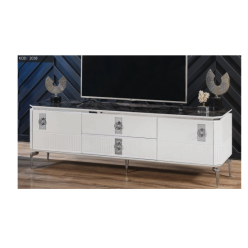 2058 Beyaz Gümüş Tv Sehpası
