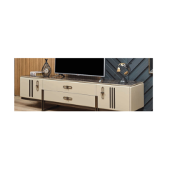 2152 Mermer Desen Krem Gold Tv Sehpası