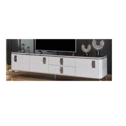 2062 Beyaz Gümüş Tv Sehpası