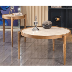 4163 Krem Oval Orta Sehpa