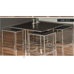 4113 Gümüş Ayaklı Siyah Orta Sehpa