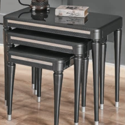 5108 Siyah Gümüş Zigon Sehpa 3'Lü