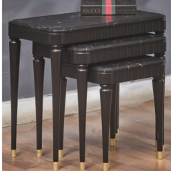 5096 Siyah Gold Zigon Sehpa 3'Lü