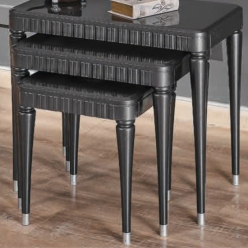 5093 Siyah Gümüş Zigon Sehpa 3'Lü