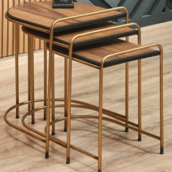 5089 Gold Ahşap Zigon Sehpa 3'Lü