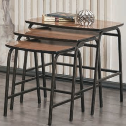 5123 Ahşap Eskitme Ayak Siyah Zigon Sehpa 3'Lü