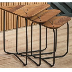 5110 Siyah Ahşap Zigon Sehpa 3'Lü