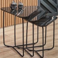 5113 Siyah Mermer Zigon Sehpa 3'Lü