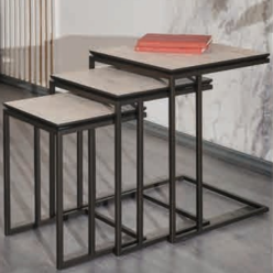 5149 Siyah Krem Zigon Sehpa 3'Lü