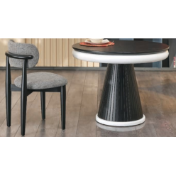 7048 Beyaz Siyah Oval Yemek Masası 