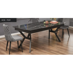 7039 Siyah Mermer Yemek Masası 