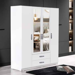 Beyaz 4 Kapaklı Elbise Dolabı