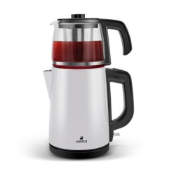 Karaca Tea Glass 2 in 1 Çelik Çay Makinesi ve Kettle White