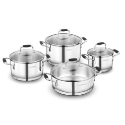 Korkmaz Flora A1979 Siyah 8 Parça Çelik Tencere Seti 