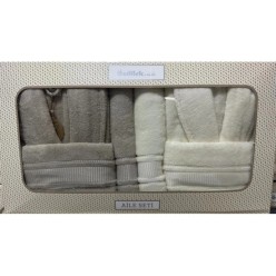 Özdilek Colourist Bej-Krem Aile Bornoz Seti 