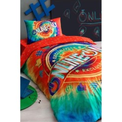 Taç Genç Modası Nevresim Takımı Onlıne Kırmızı Tek Kişilik