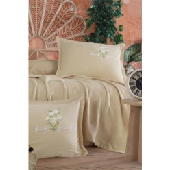 Clasy Butik Çift Kişilik Nakış Detaylı Pike Takımı Etta