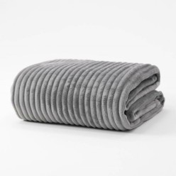 Aksu İpeksoft Çift Kişilik Fitilli Embos Battaniye Antrasit 