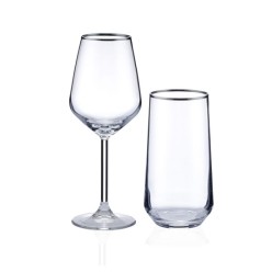 Korkmaz Elegance 24 Parça Bardak Seti Platin A9139