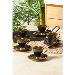Emsan Luxury Siyah 6 Kişilik Kahve Fincan Takımı