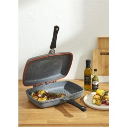 Fms Granit 36 CM Çift Taraflı Gri Balık Tavası