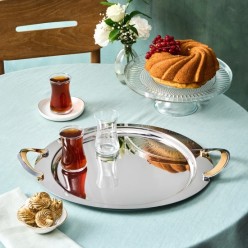 Karaca Serra Yuvarlak Çelik Tepsi 41 Cm