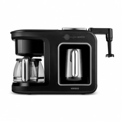 Karaca Hatır Plus Barista Steel 6 in 1 Konuşan Latte Cappuccino ve Közde Türk Kahve Makinesi Black Chrome
