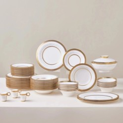 Karaca Royal Bone Charlotte 55 Parça 12 Kişilik Yemek Takımı Gold