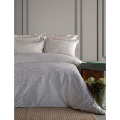 Çift Kişilik Elegance Baskılı Saten Nevresim Takımı Franny Beige