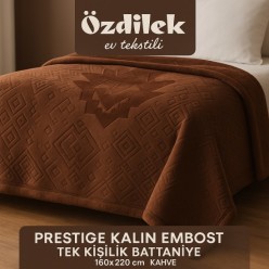 Özdilek Prestige Embos Tek Kişilik Battaniye Kızıl Kahve