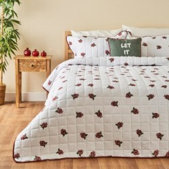 Jolly Kapitoneli Çok Amaçlı Çift Kişilik Yatak Örtüsü Seti Kırmızı-Beyaz (240x220)