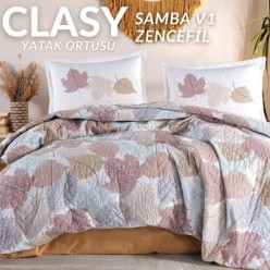 Clasy Ranforce %100 Pamuk Çift Kişilik Dört Mevsim Yatak Örtüsü Samba V1 Zencefil