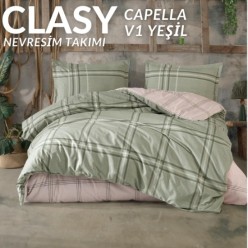 Clasy Ranforce Nevresim Takımı Çift Kişilik Capella V1 Yeşil