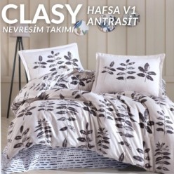 Clasy Ranforce Nevresim Takımı Çift Kişilik Hafsa V1 Antrasit