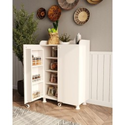 Chancolye Tekerlekli Beyaz Kiler Dolabı