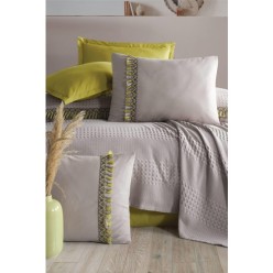 Clasy Butik Çift Kişilik Pike Takımı Bohamline V3 Bej