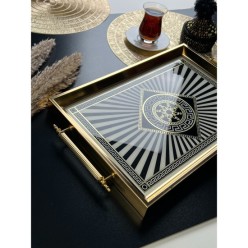 Diana Cam Baskılı Büyük Boy Dikdörtgen Tepsi