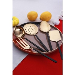 Acar Vienna Luxury Titanyum Gold 5 Parça Servis Maşa Seti