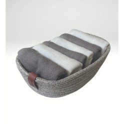 Özdilek Havlu Kutulu Peçeteli 6'lı Native Krem-Antrasit